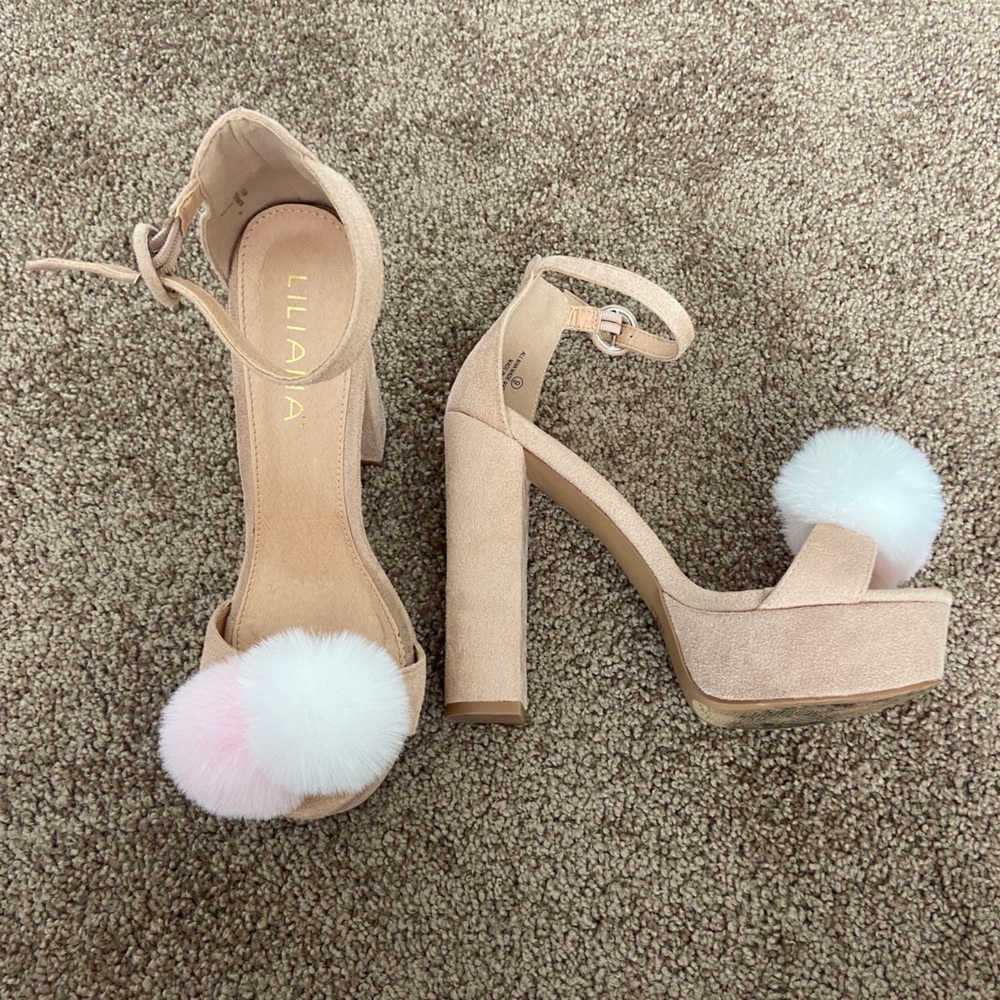 Strappy Pom Pom High Heels